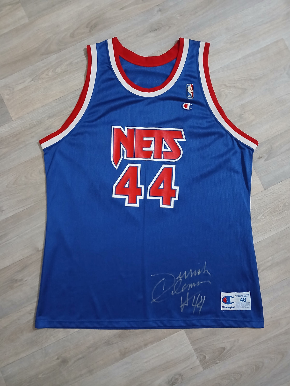 Derrick Coleman Signed New Jersey Nets Jersey Size XL