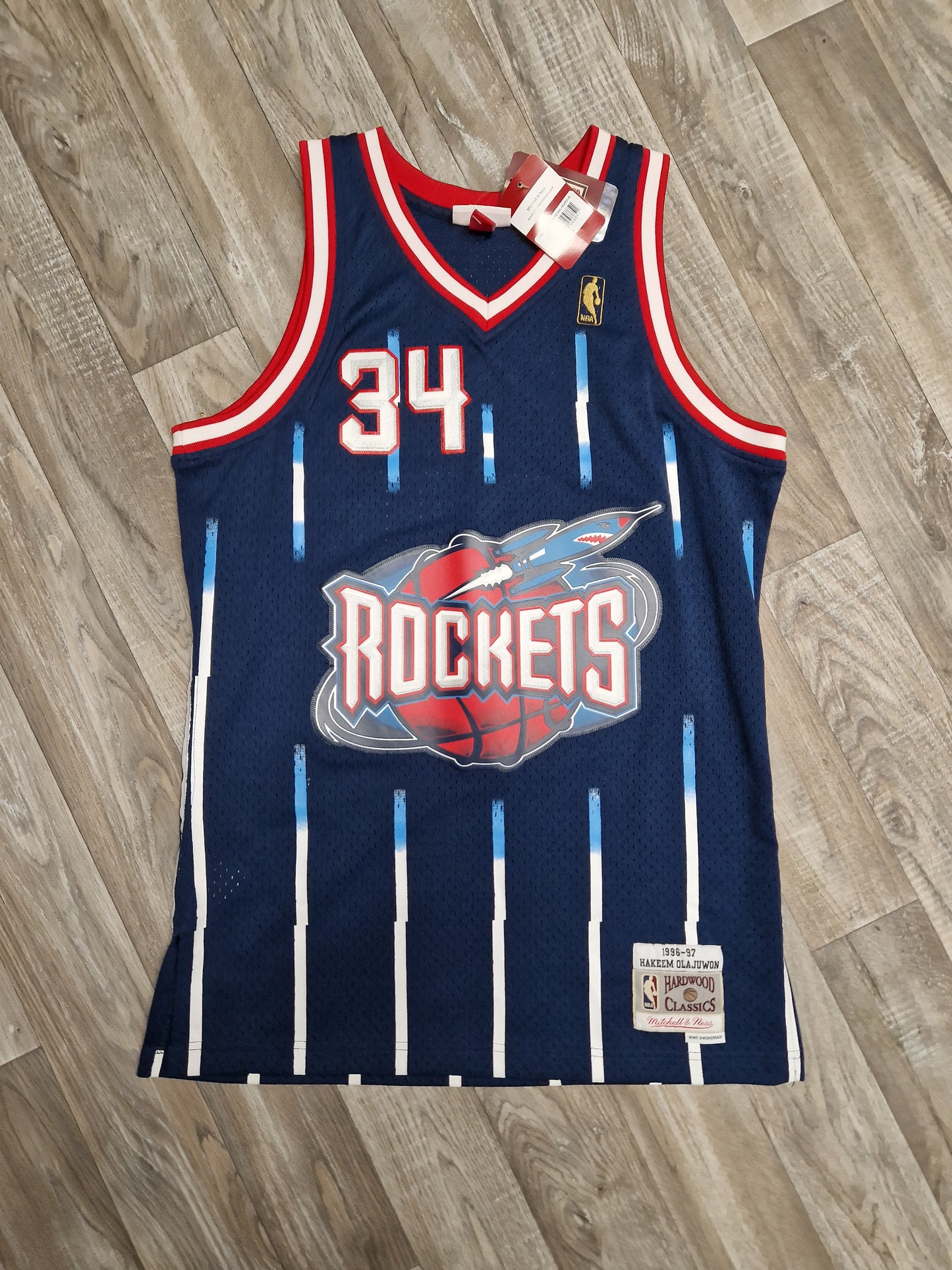 Spaceman Rockets Jersey Hakeem Olajuwon First Generation Houston Rockets Jersey Size Medium ...
