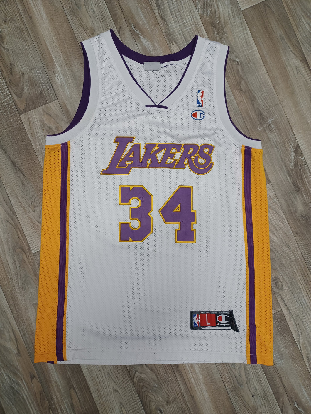 Vintage 90s LA Lakers Shaquille O'Neal 34 Jersey Champion L NBA Basketball