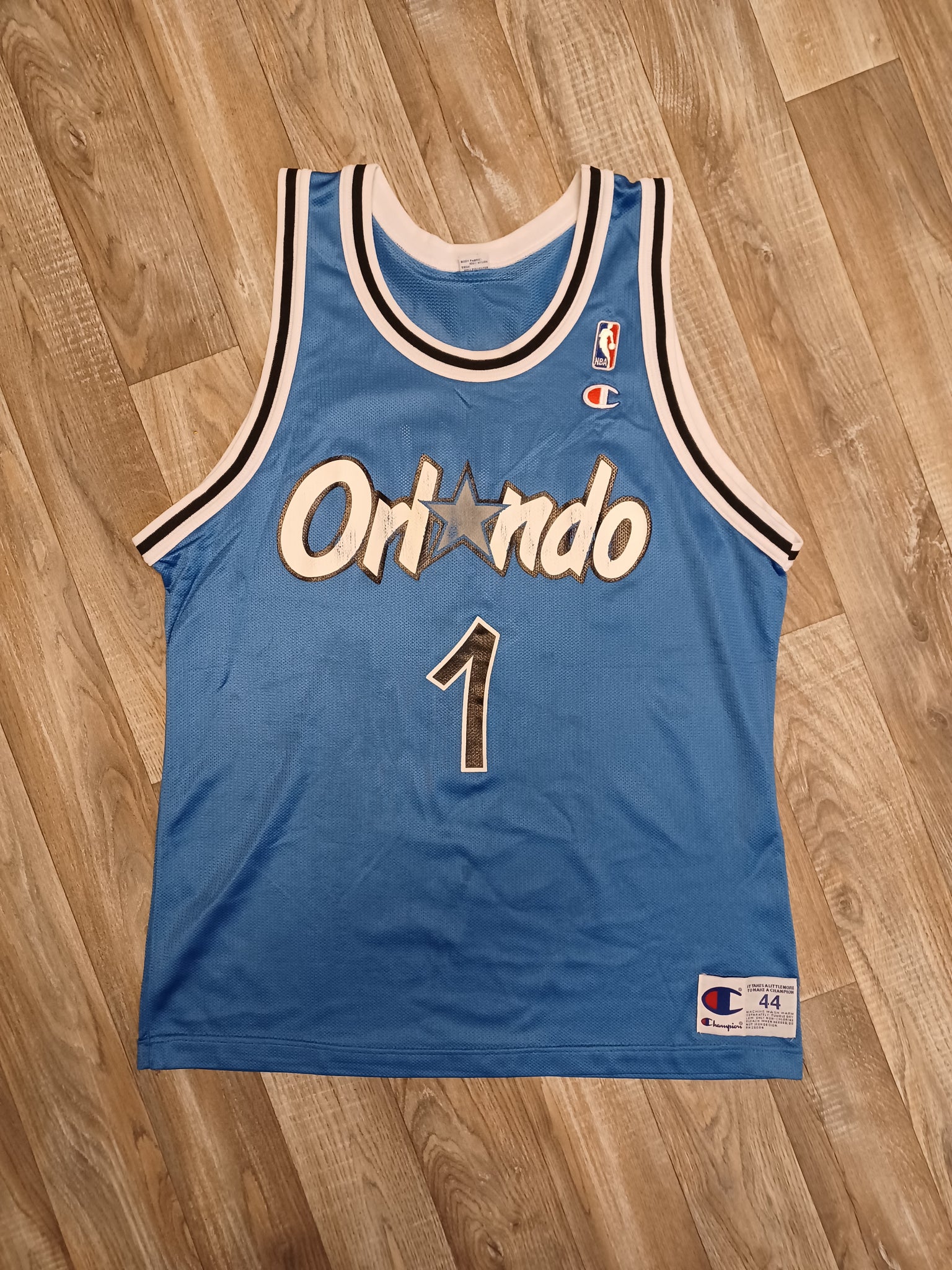 Vintage Orlando Magic Penny Hardaway Champion Jersey Size 44 Blue NBA